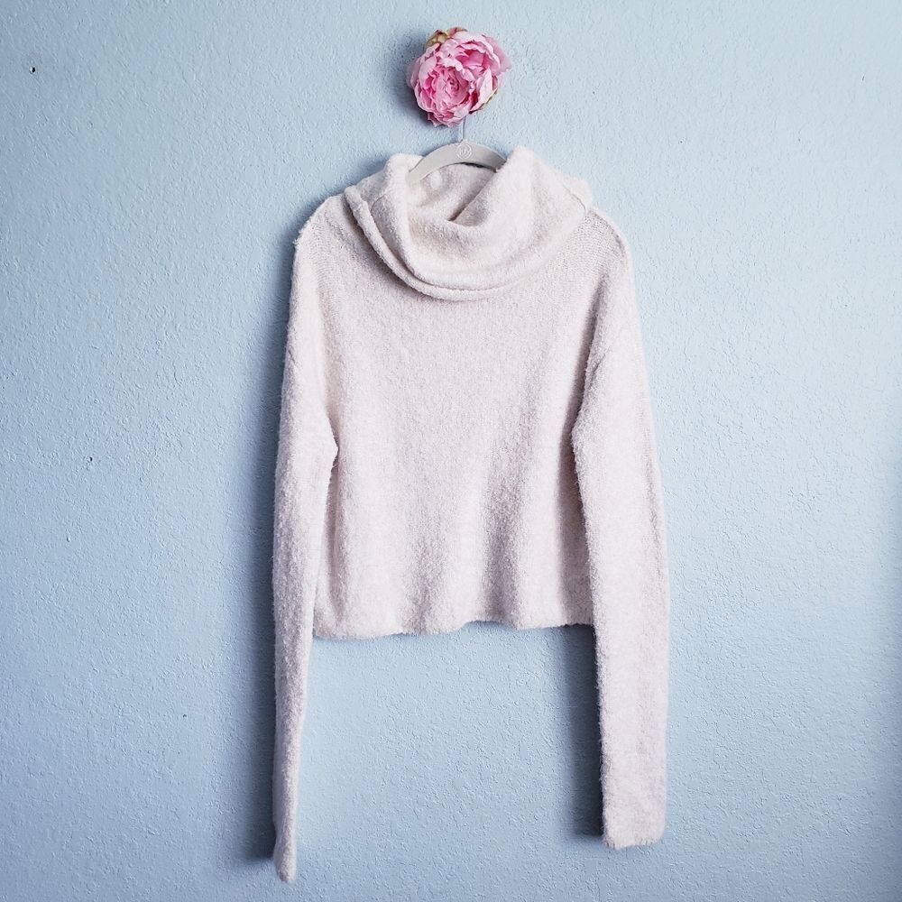 Free People Stormy Cowl Neck Pullover in Natural Ivory